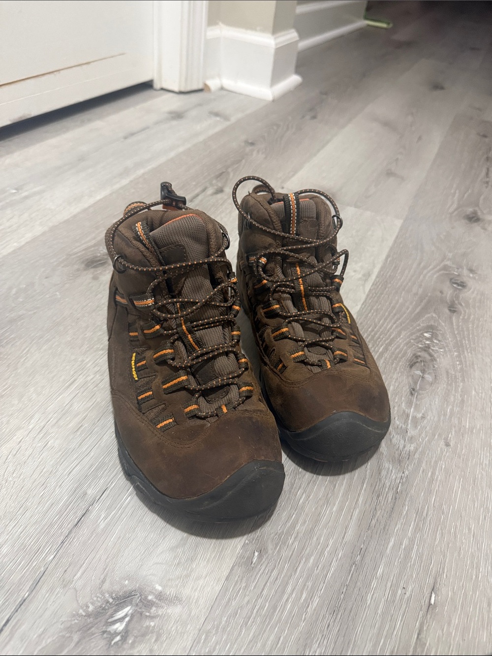 Keen Brown Outdoor Hiking Boots with Orange Accents